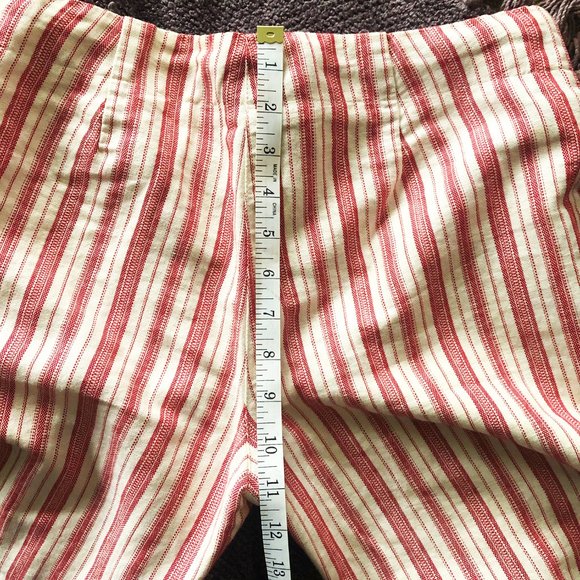 Express, Linen and Cotton, Red and Cream Striped Wide Leg Pant, Size 3/4 - Picture 8 of 11